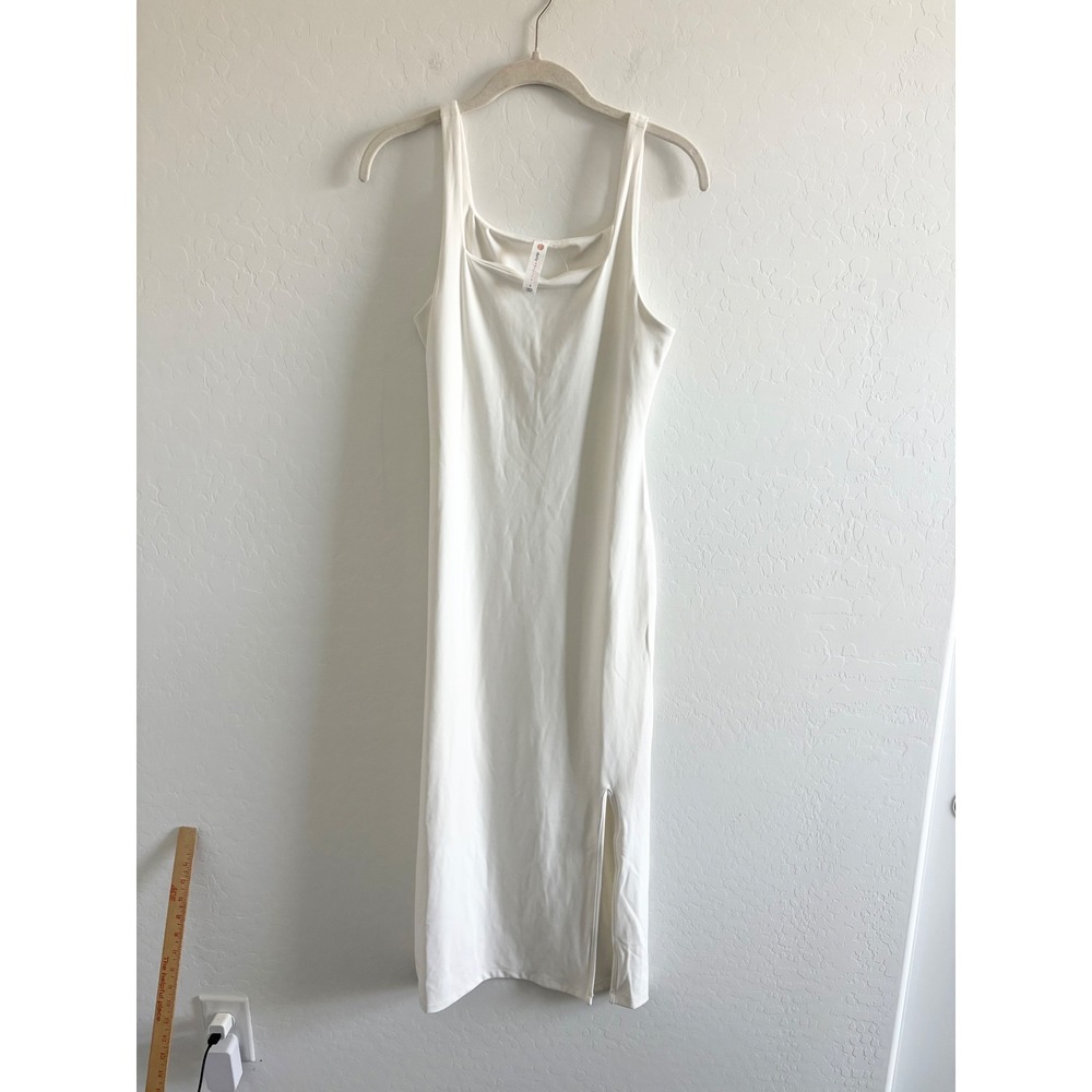 Daily Practice Anthropologie White Scoop Neck Midi Dress Side Slit Small NEW - Picture 2 of 9